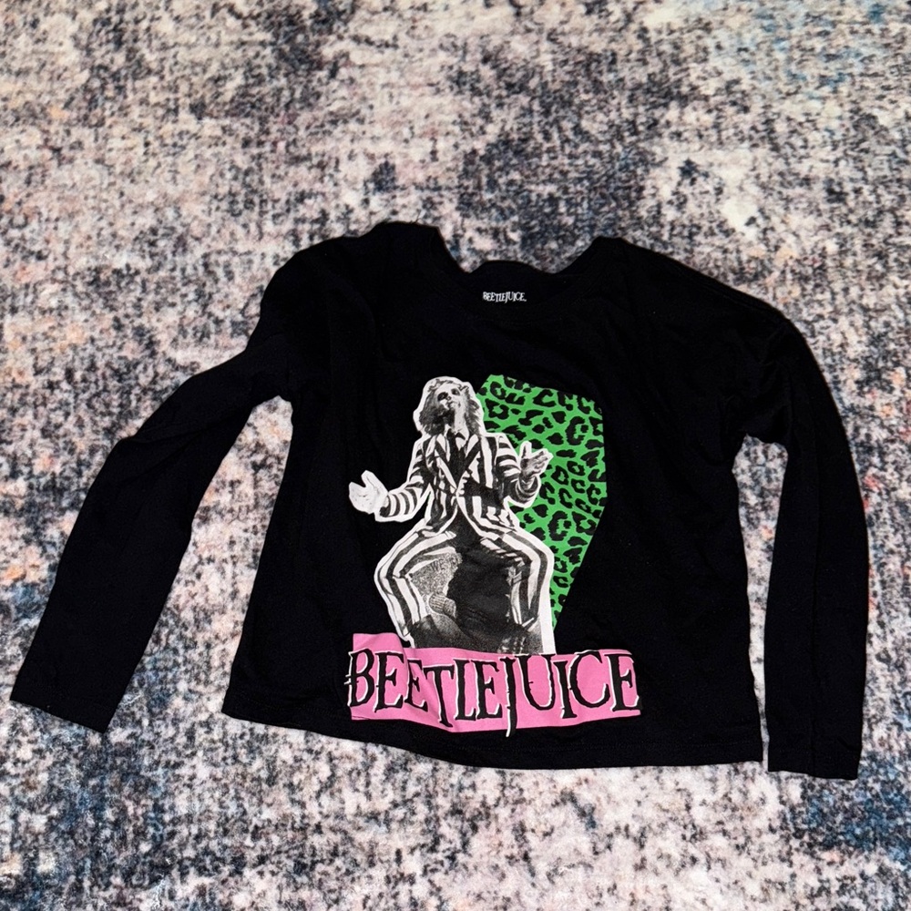 Beetlejuice Kids Long Sleeve Tee - Black & Green